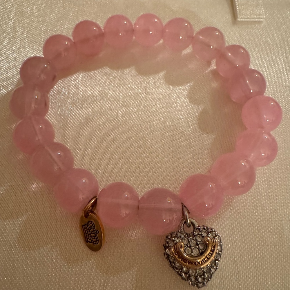 Juicy Couture Pink Beaded Bracelet with Heart Charm